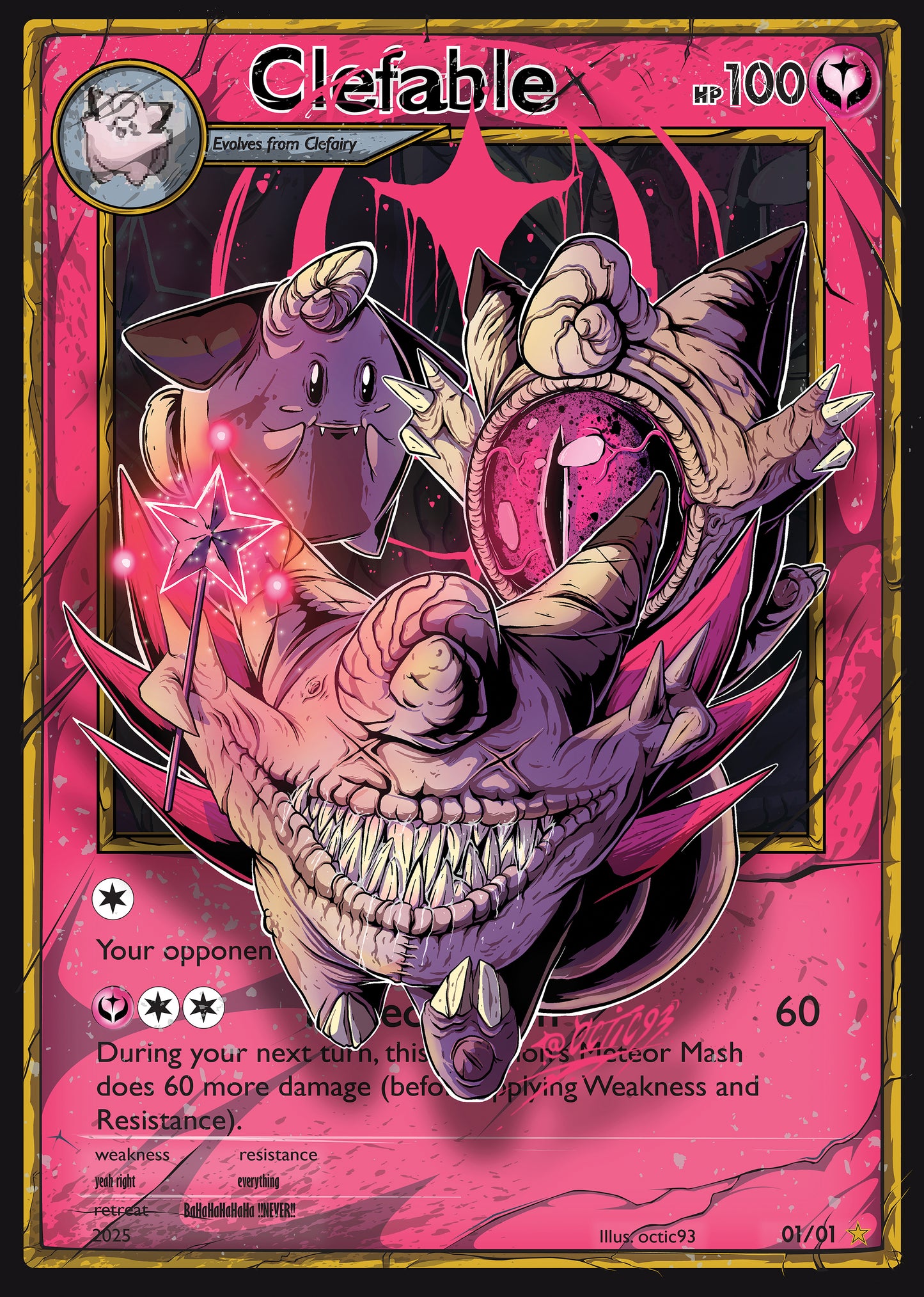 Clefable Pokémon Card - A3 Foil Print
