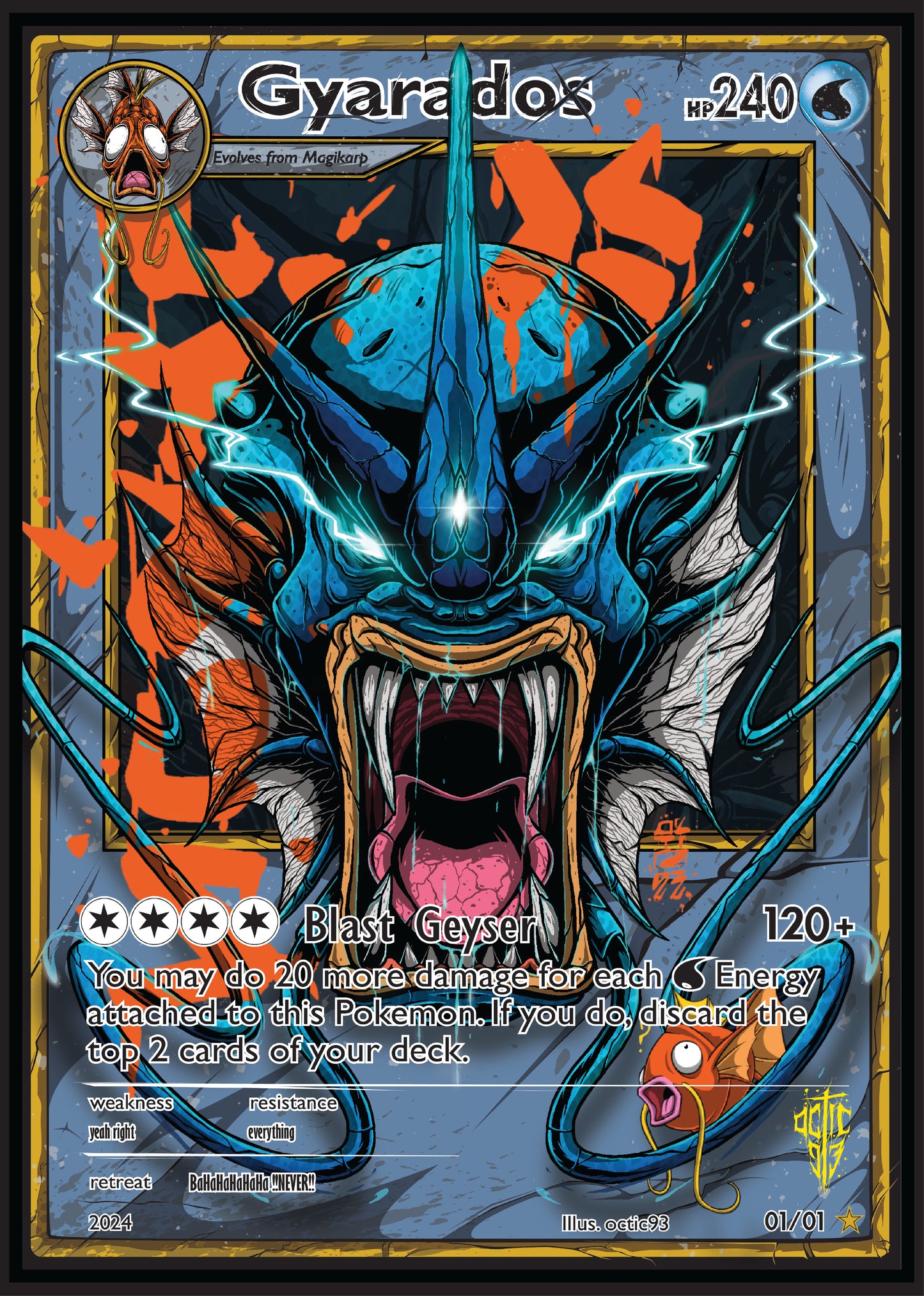 Gyarados Pokémon card - A3 Foil Print