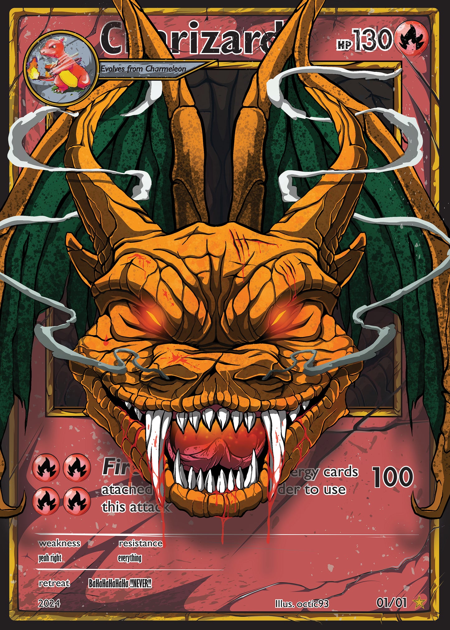 Charizard Pokémon Card - A4 Print